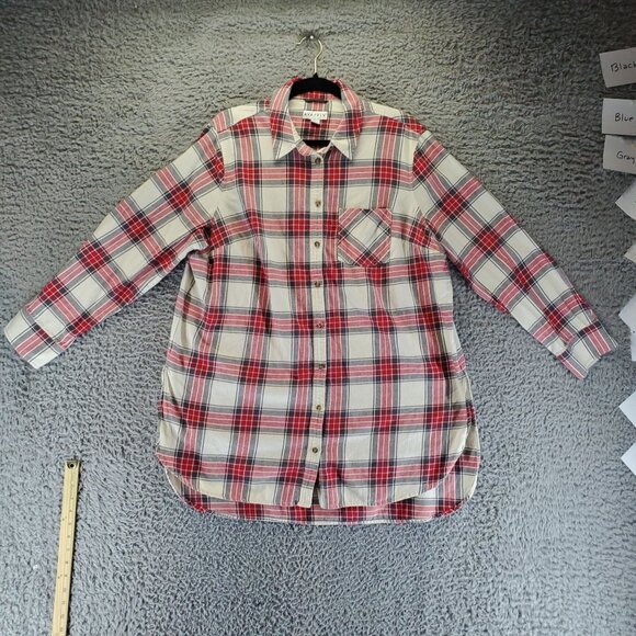 AVA & VIV Top Womens 2X Red Plaid Button-Down Flannel Long Sleeve - Picture 1 of 8